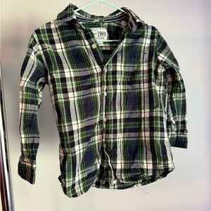 Place Green and Blue Button Down Shirt Casual Plaid